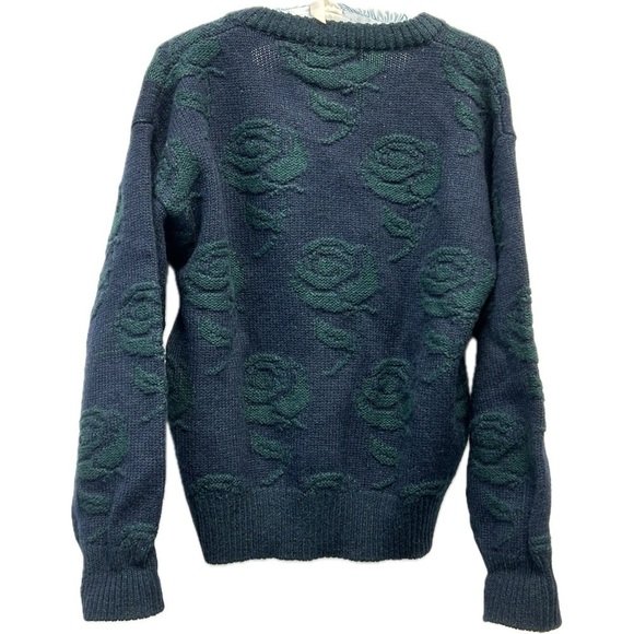Carroll Reed Women’s 100% Shetland Wool Rose Pattern Button V-Neck Sweater Sz L - Picture 5 of 7